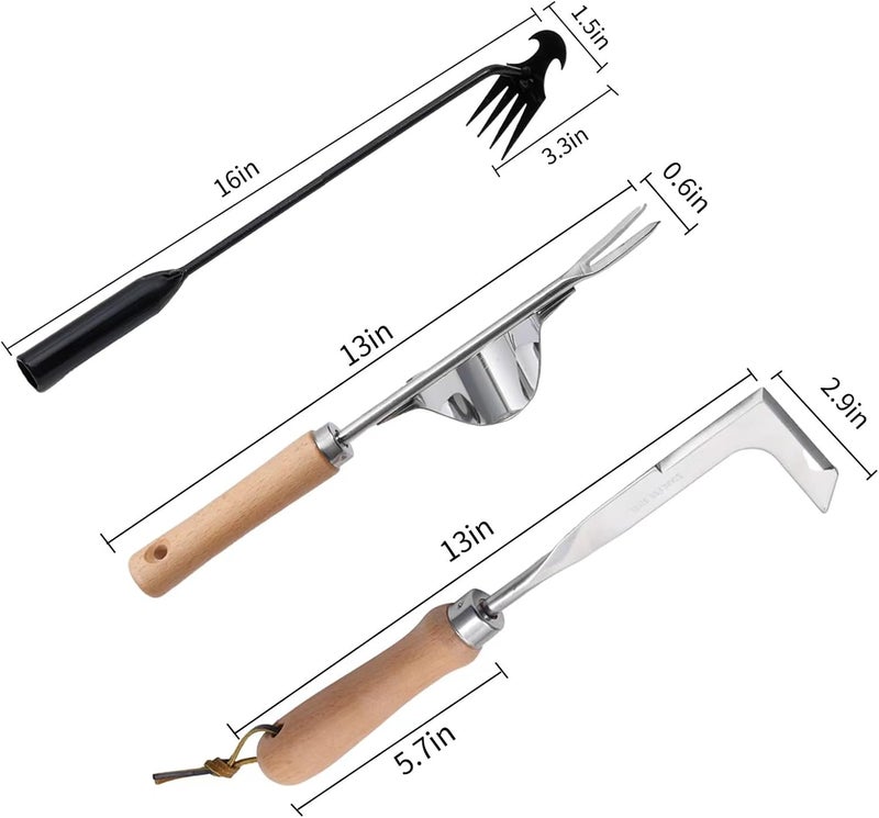Theuzi 3 Pack Weed Puller Tool, Manual Hand Weeder Paver, Crack Weeder, Stainless Steel Crevice Weeding Digger Tool, Paving Brick Moss Removal, L-Shape Gardening Crack Sickle for, Lawn Edger and Driveway - Image 2